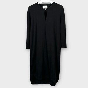 Allude Wool Cashmere Blend Midi Length Sweater Dress Black